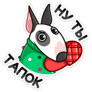 😡 80329a4e ну ты тапок dog, cartoon, animal, bull terrier, pet, cute, funny telegram sticker