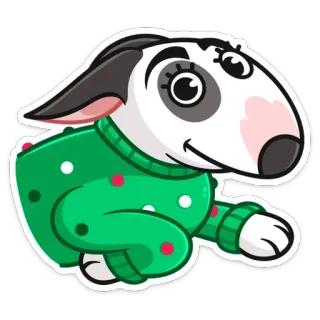 ☺️ db4b198d dog, cartoon, sticker, animal, bull terrier, sweater, cute, funny telegram sticker