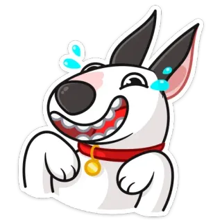 😂 0897680d หมา, บูลล์ เทอร์เรีย, การ์ตูน, สัตว์, มีความสุข, สติกเกอร์ telegram sticker