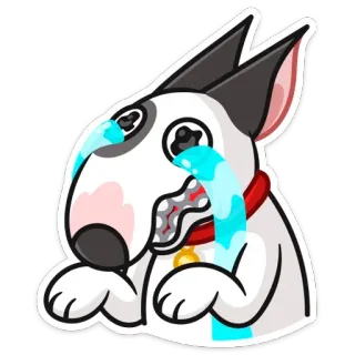 😭 f1ba3e74 หมา, ร้องไห้, เศร้า, การ์ตูน, น้ำตา telegram sticker