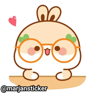 ❤️ 2724510d @marjansticker sticker, hase, süß, brille, cartoon, tier telegram sticker