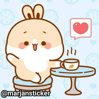❤️ 56b70469 @marjansticker Hase, Kaninchen, süß, kawaii, Kaffee, Herz, Aufkleber telegram sticker