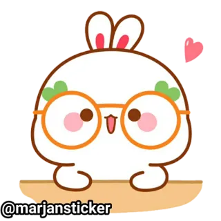 ❤️ 62c232ec @marjansticker Hase, niedlich, Aufkleber, Brille, kawaii, Karotte telegram sticker