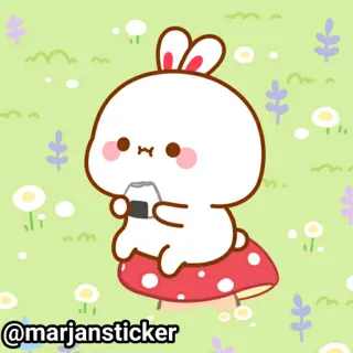 ❤️ 7e53fca8 @marjansticker Hase, Pilz, süß, Aufkleber, Cartoon telegram sticker