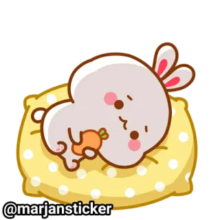 ❤️ 907dcd77 @marjansticker Hase, Kaninchen, Tier, Cartoon, süß, Kissen, Karotte telegram sticker