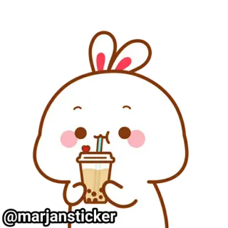❤️ 9382f416 @marjansticker Hase, niedlich, kawaii, Getränk, Bubble Tea, Cartoon, Tier telegram sticker