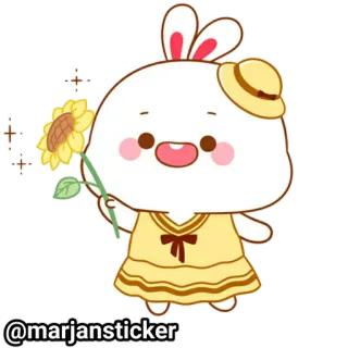 ❤️ 9c5e5d2f @marjansticker sticker, hase, cartoon, sonnenblume, süß, tier, kawaii telegram sticker