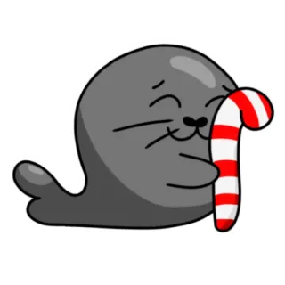 🍭 87d50412 segel, permen tongkat, imut, kartun, hewan, manis, meriah whatsapp sticker