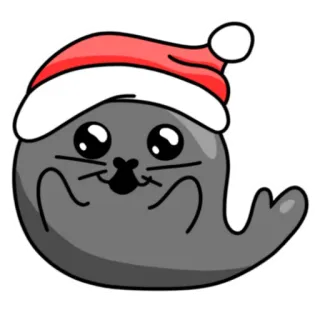 🥺 a34a8c37 segel, natal, lucu, binatang, kartun, musim dingin, liburan, topi whatsapp sticker