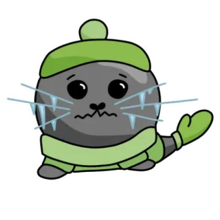 🥶 b403956f anjing laut, musim dingin, dingin, hewan, kartun, imut, topi, syal whatsapp sticker