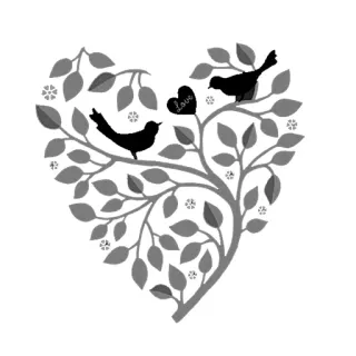 🕊 89dfe063 Love heart, love, birds, tree, leaves, nature, silhouette telegram sticker