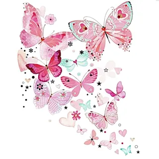 🐛 9375b874 butterfly, pink, hearts, flowers, cute, watercolor, pastel telegram sticker