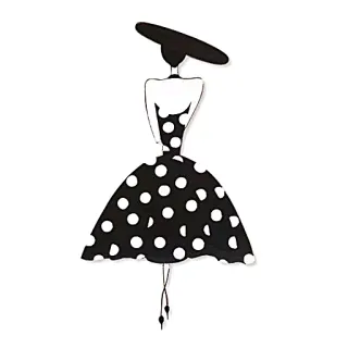 👗 96017030 woman, dress, fashion, illustration, art, polka dots, hat telegram sticker