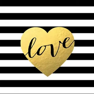 😍 ad17c8fc love love, heart, gold, stripes, black and white telegram sticker