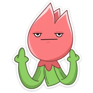 🖕 0b7d02a0 flor, dedo do meio, ofensivo, rude, desenho animado, adesivo telegram sticker