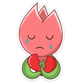 💔 242455fd flor, planta, triste, chorando, desenho animado, fofo, emoji telegram sticker