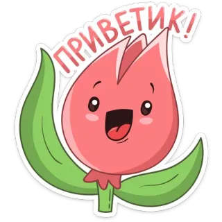 👋 847c6e47 ПРИВЕТИК! flor, cumprimento, fofo, tulipa, desenho animado telegram sticker