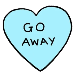 😡 01128a8a GO AWAY hart, wegwezen, blauw, sticker, cartoon whatsapp sticker
