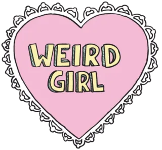 👱‍♀ 46aa5726 WEIRD GIRL vreemd, meisje, hart, sticker, schattig, roze whatsapp sticker