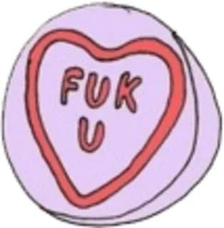 😒 69453196 FUK U snoep, hart, belediging, beledigend whatsapp sticker