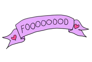 😛 95b98e43 FOOOOOOOD eten, banner, hartjes, schattig, sticker, paars whatsapp sticker