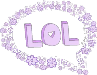 😂 0f048fa7 LOL lol, flowers, purple, heart, chat bubble telegram sticker
