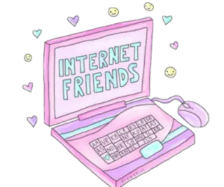 💻 48029392 INTERNET FRIENDS internet, friends, laptop, online, pastel, cute telegram sticker