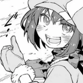 👍 ea2d872d Аниме, Девушка, Счастливый, Палец вверх, Зима, Манга telegram sticker