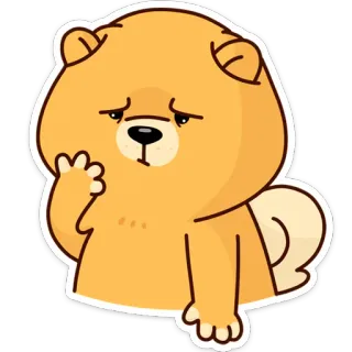 😟 b1a8bb57 chó, dễ thương, buồn, phim hoạt hình, động vật, chó chow chow telegram sticker