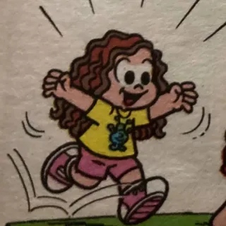 😃 411955fe Cartoon, Mädchen, Laufen, Fröhlich, Locken telegram sticker