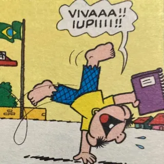 🙃 5c3b1e58 VIVAAA!! IUPIIII!! Cartoon, Brasilien, Feier, Flagge telegram sticker