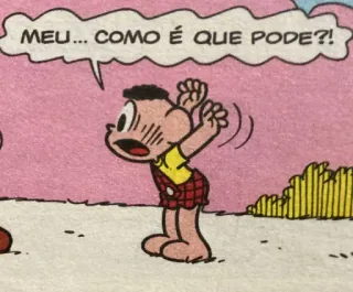 🤭 8a7f2415 Little Onion Monica's Gang MEU... COMO É QUE PODE?! Cartoon, Ausdruck, Überraschung, Schock, Kleine Zwiebel, Turma da Mônica telegram sticker