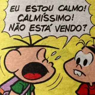 😤 b1230bdf EU ESTOU CALMO! CALMÍSSIMO! NÃO ESTÁ VENDO? Cartoon, Sprechblase, Comic, Wütend telegram sticker