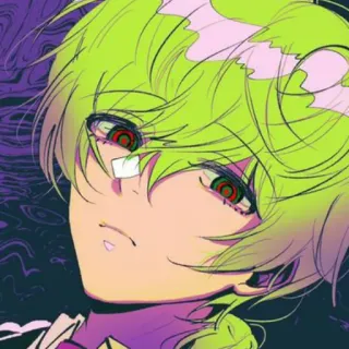 😶 112b8384 Anime, Manga, Con trai, Tóc xanh lá telegram sticker