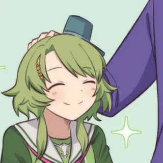 😊 5021820f anime, cô gái, dễ thương, tóc xanh, mỉm cười telegram sticker