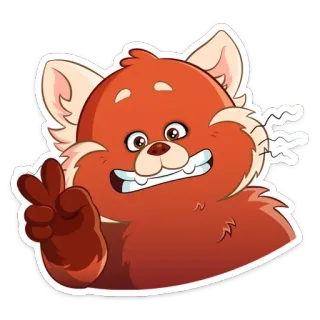 ✌️ 94917fa6 小熊猫, 动物, 卡通, 可爱, 贴纸, 和平标志, 手指 telegram sticker
