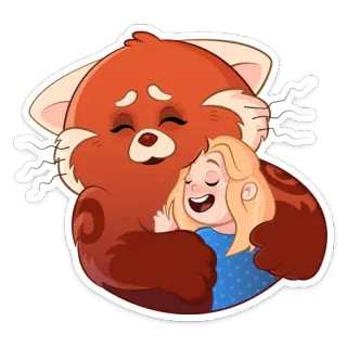 🤗 aaaf431f 레서판다, 소녀, 포옹, 우정, 만화, 귀여운 telegram sticker