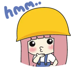 😕 5f00bf93 hoge lindo, chica, dibujos animados, casco, beso, pelo rosa whatsapp sticker