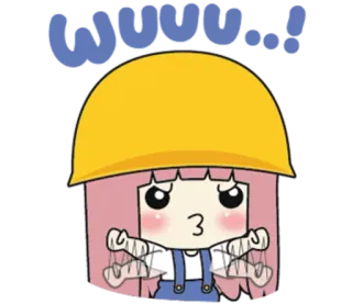 😗 9a32ba8c Wuwu...! Dibujos animados, Lindo, Construcción, Casco, Triste, Pelo rosa whatsapp sticker