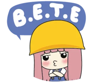 😫 fb7b076f B.E.T.E Dibujo animado, Construcción, Chica, Casco, Lindo, Bête, Pelo rosa whatsapp sticker