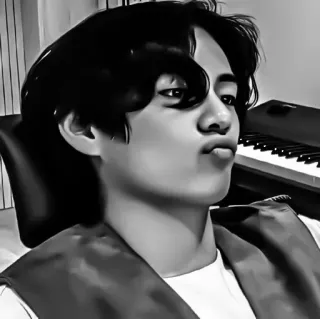 🖇 b4fb4e87 người, nam, trắng đen, chân dung, bàn phím, âm nhạc telegram sticker