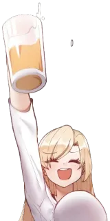 🍺 045777b7 อนิเมะ, ชนแก้ว, เบียร์, ผู้หญิง, เฉลิมฉลอง telegram sticker