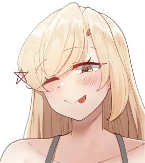 😜 6712f519 อนิเมะ, ผู้หญิง, ผมบลอนด์, ขยิบตา, ดาว, ตัวละคร telegram sticker