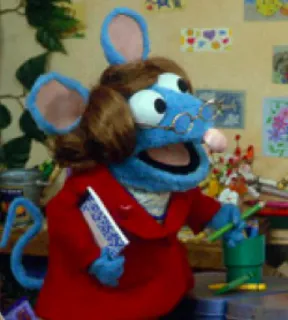 📚 4a6791d3 Miss Nanny Eureeka's Castle มัพเพ็ต, หนู, แว่นตา, เสื้อโค้ทสีแดง, ครู telegram sticker