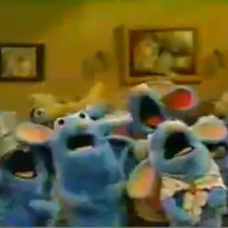 😮 67bd81d7 boneka, biru, tikus, pertunjukan boneka, vintage telegram sticker