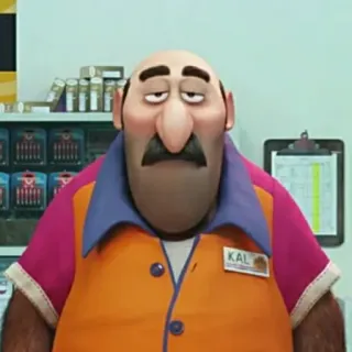 😐 081c2b98 KAL Mann, kahlköpfig, orange, rosa, KAL, Figur, Verkäufer telegram sticker