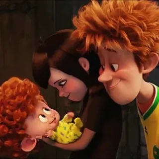 👶 85e33b3b Mavis Hotel Transylvania Cartoon, Familie, Animiert, Baby, Vampir, Eltern telegram sticker