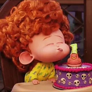 🍰 baf6c0f6 animiert, kuchen, geburtstag, kind, schädel, cartoon telegram sticker