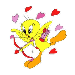 💕 18177827 Tweety Bird Tweety Bird, Looney Tunes, cartoon, love, hearts, cupid telegram sticker