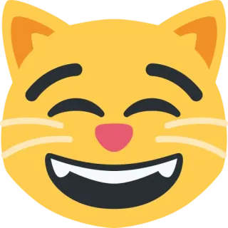 😸 430a52cb cat, emoji, animal, face, yellow, smile whatsapp sticker